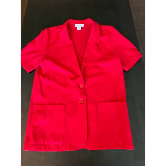 Vintage Briggs 90s Short Sleeve Red V Neck 2 Button Blazer Sz10 - Picture 8 of 12
